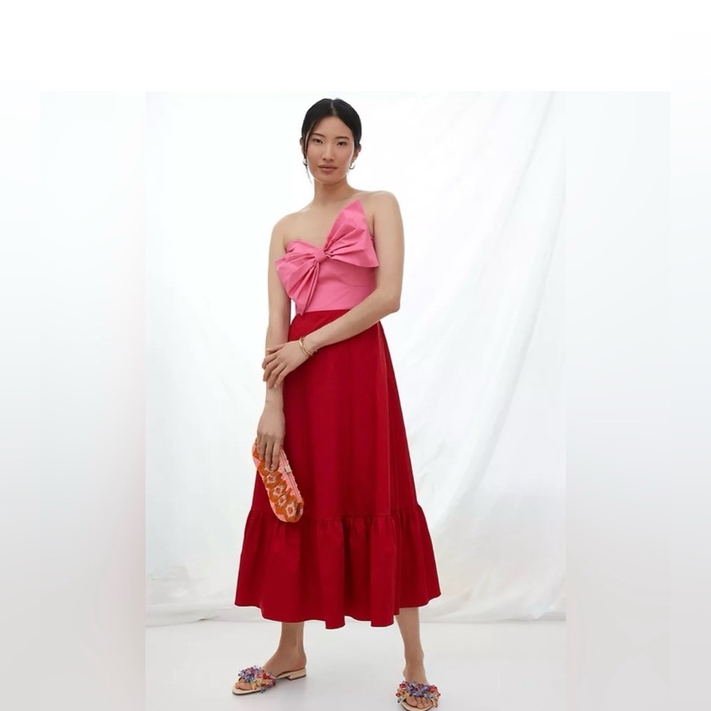 Hutch strapless Pink and Red Bow Dress